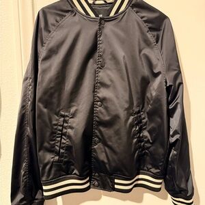H&M Black Satin Bomber Jacket